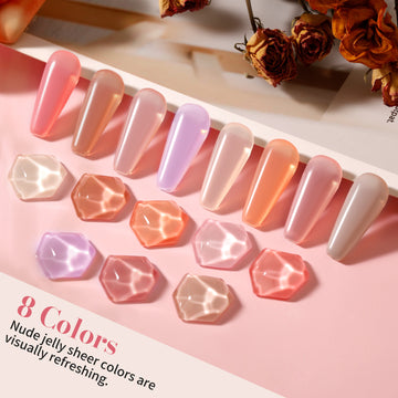 ROSALIND Nude Color Nail Gel Polish 8pcs Set Mini Series